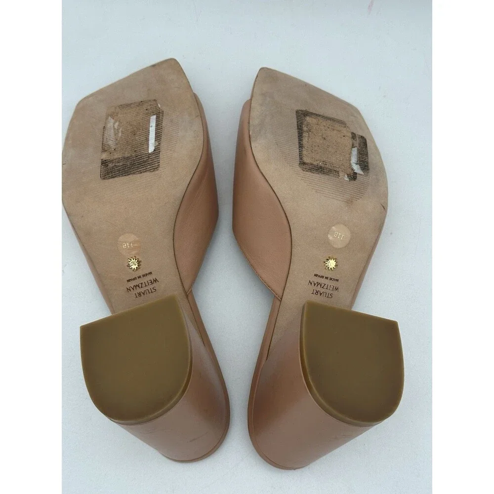 Stuart Weitzman TIA 85 FLAREBLOCK SLIDE - NUDE 911 MSRP $475